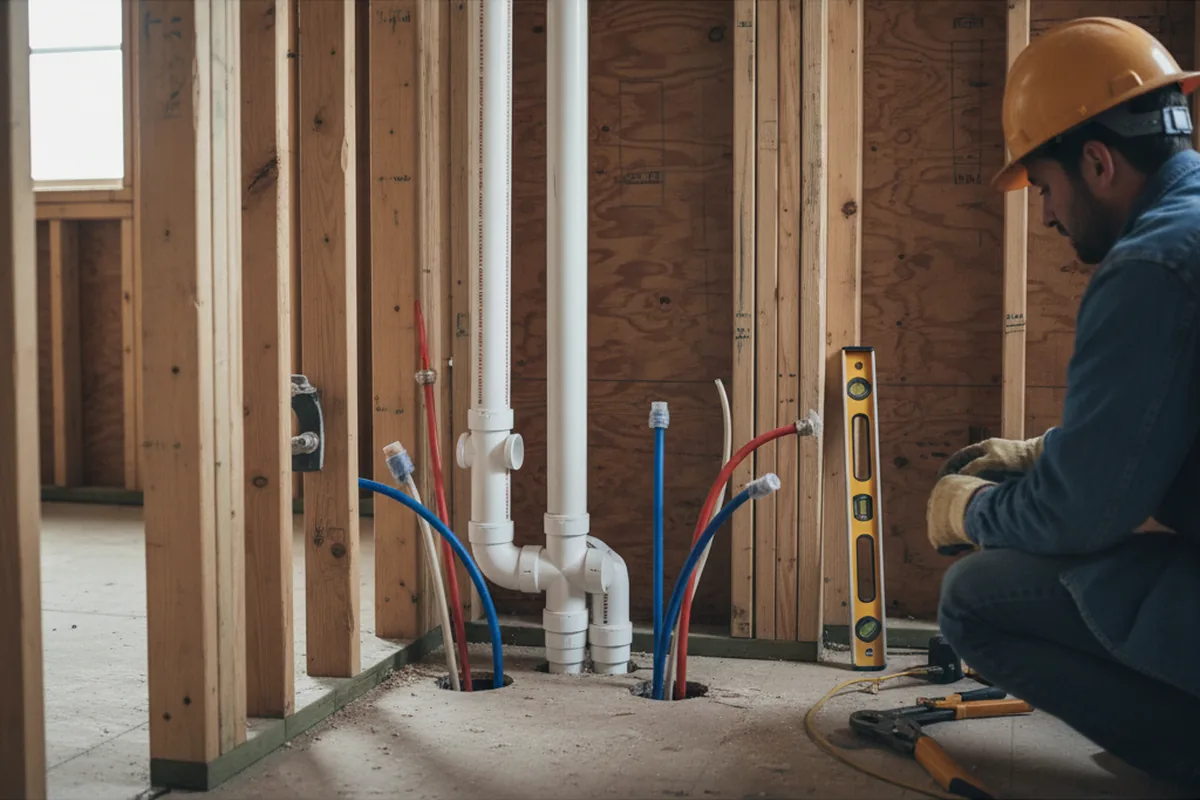 Drain and supply rough-in during Drain Cleaning in Fenwick