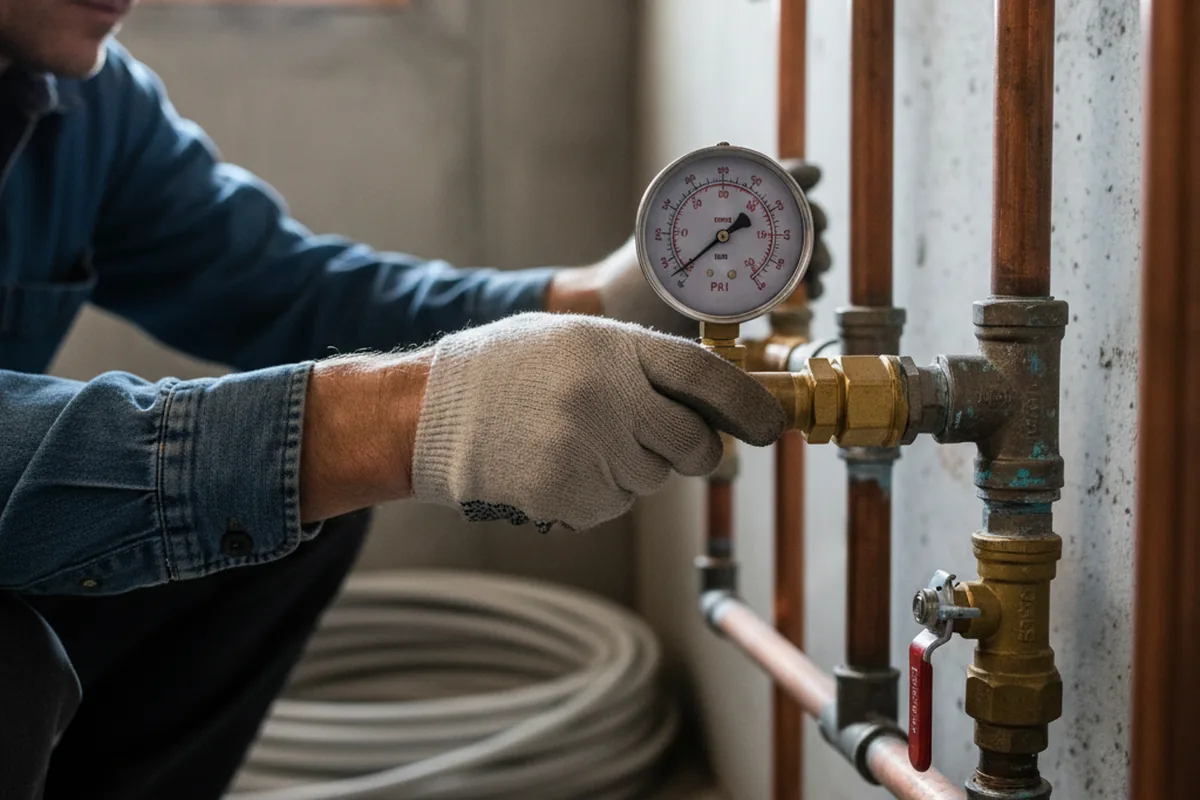 Pressure testing a repaired line during Water Line Repair in Fenwick